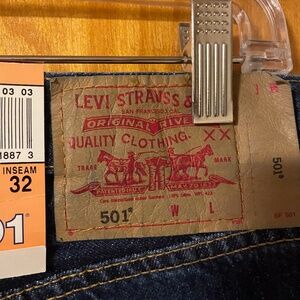 WOMEN'S LEVI'S 501 JEANS 32X32 DEADSTOCK NWT